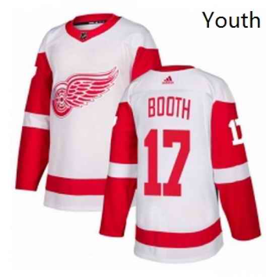 Youth Adidas Detroit Red Wings 17 David Booth Authentic White Away NHL Jersey